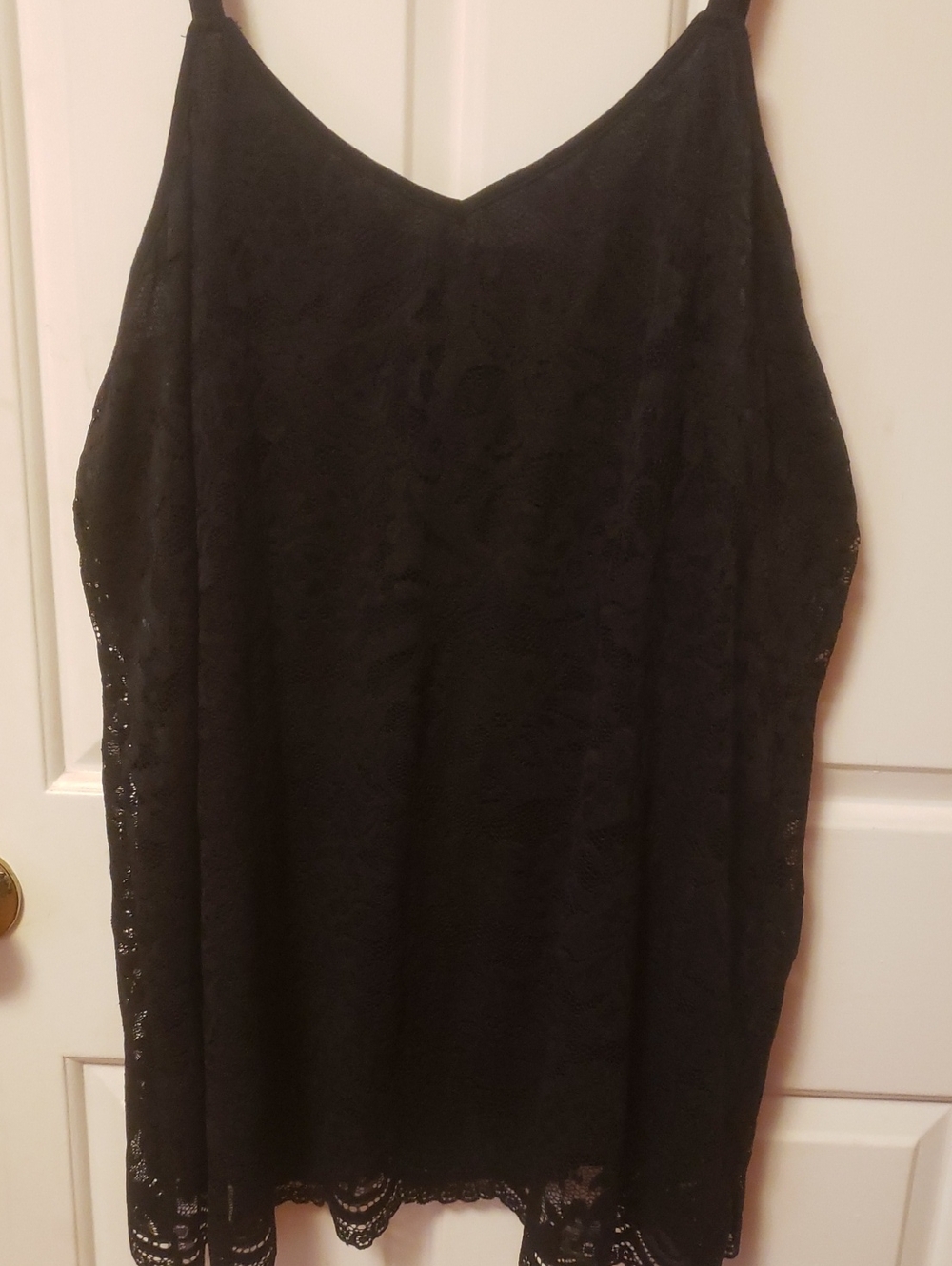 Lace Lined Black 2X Tank Top.